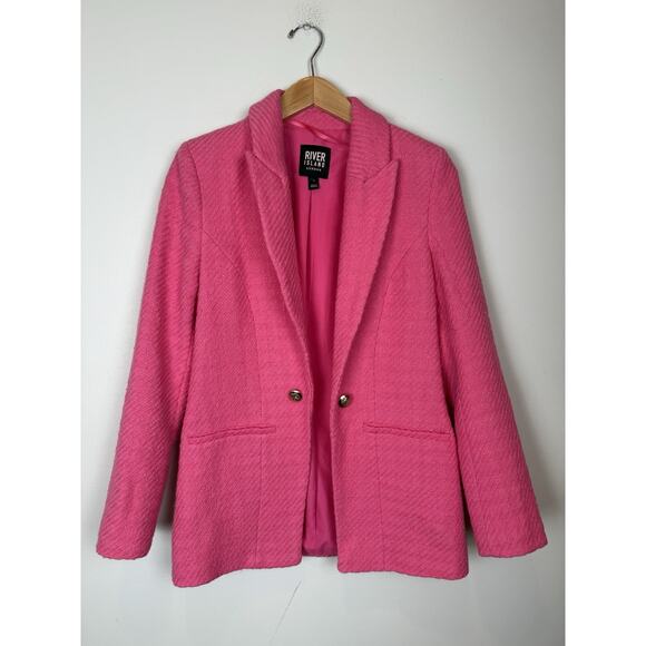 River Island Women's Pink Boucle Blazer Size 2 US, UK Size 6 Small - Picture 1 of 8